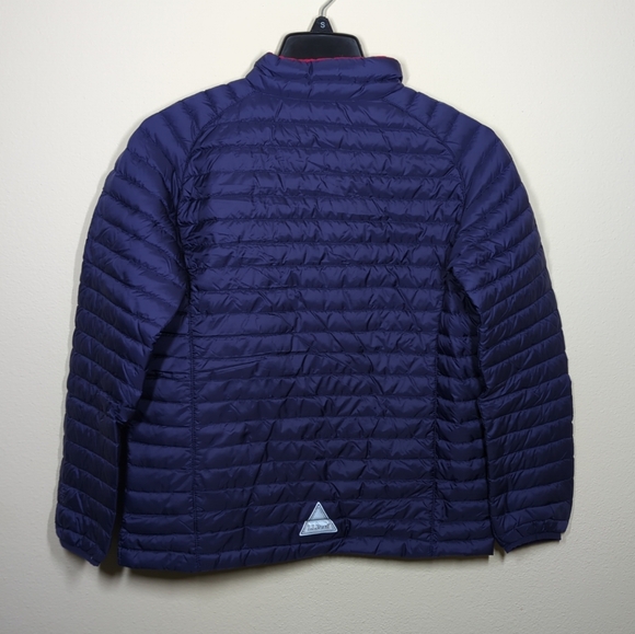 LL Bean Girl’s L 14-16 Blue & Pink 650 Goose Down Packable Downtek Puffer Coat - Picture 8 of 8